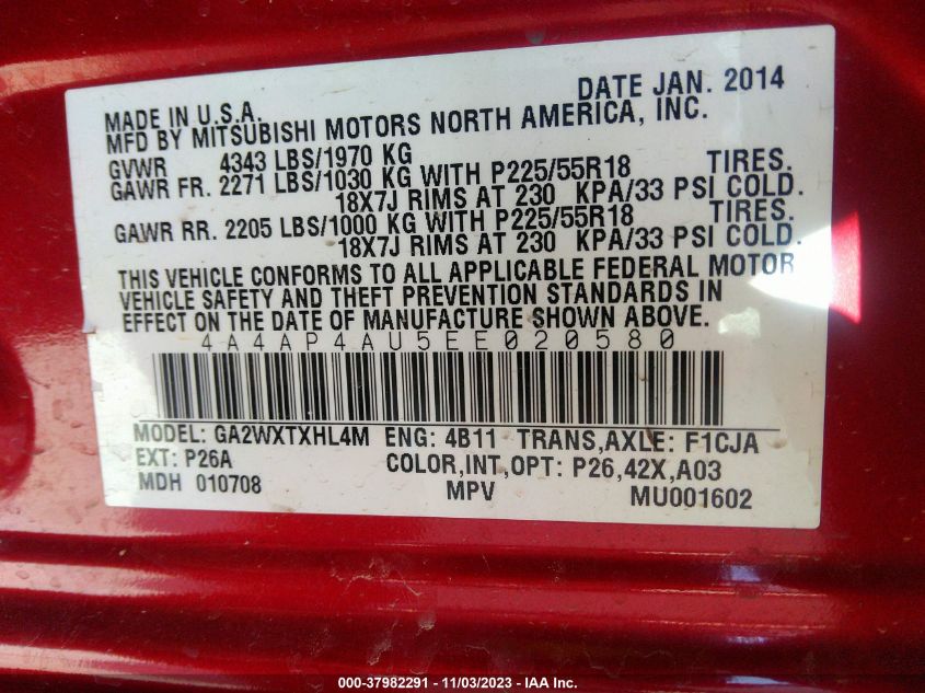 2014 MITSUBISHI OUTLANDER SPORT SE - 4A4AP4AU5EE020580