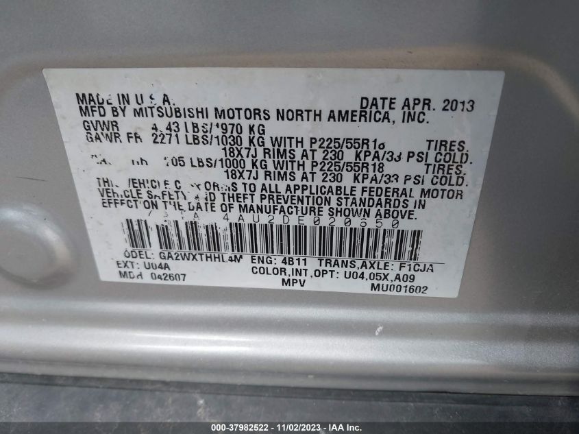 2013 MITSUBISHI OUTLANDER SPORT SE - 4A4AP4AU2DE020650