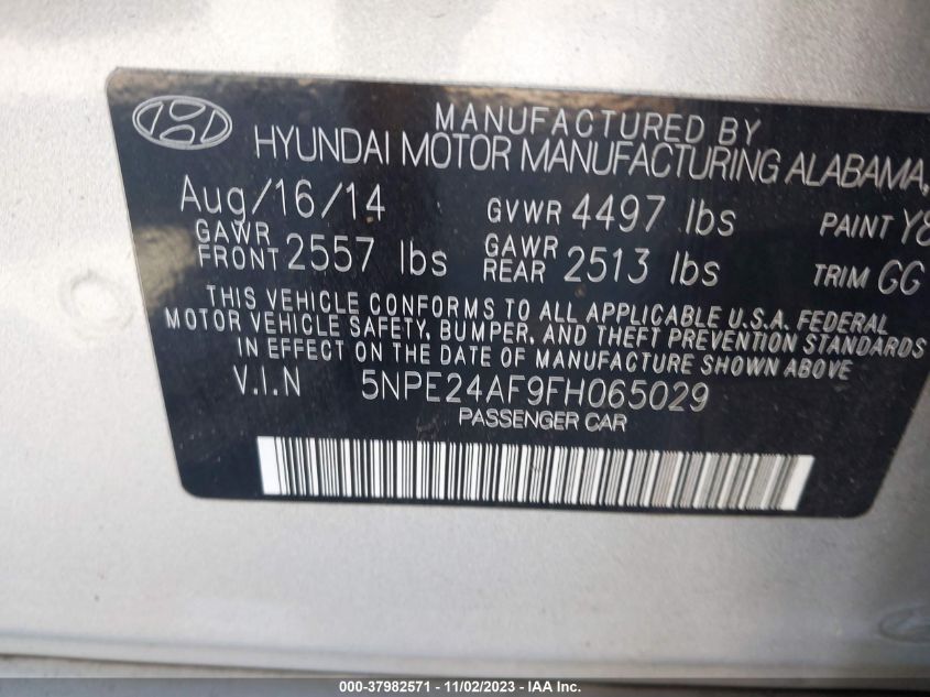 2015 HYUNDAI SONATA SE - 5NPE24AF9FH065029