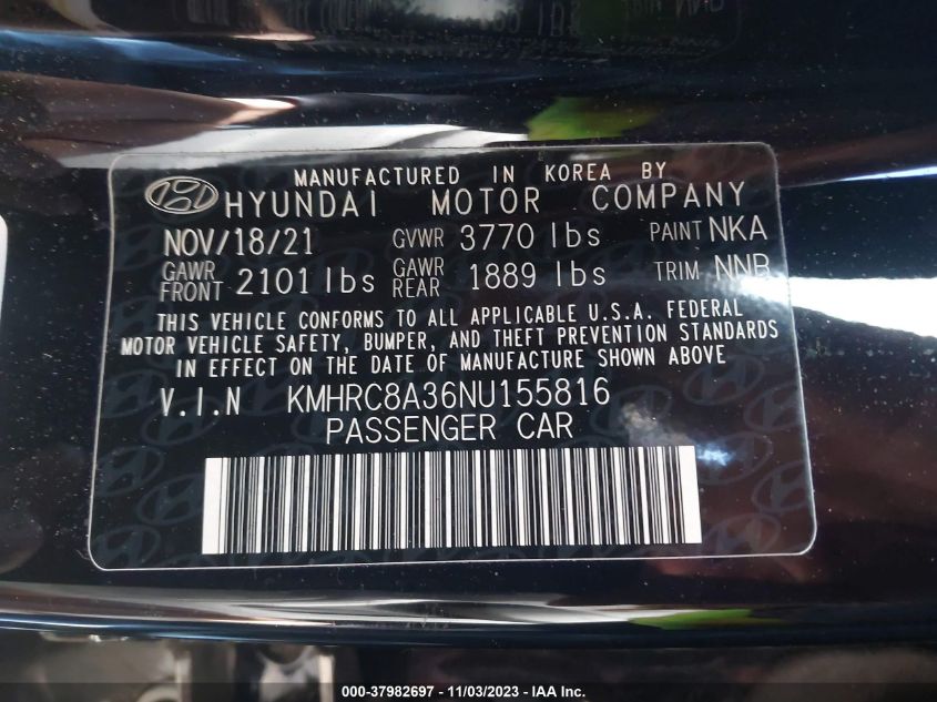 2022 HYUNDAI VENUE SEL/LIMITED - KMHRC8A36NU155816