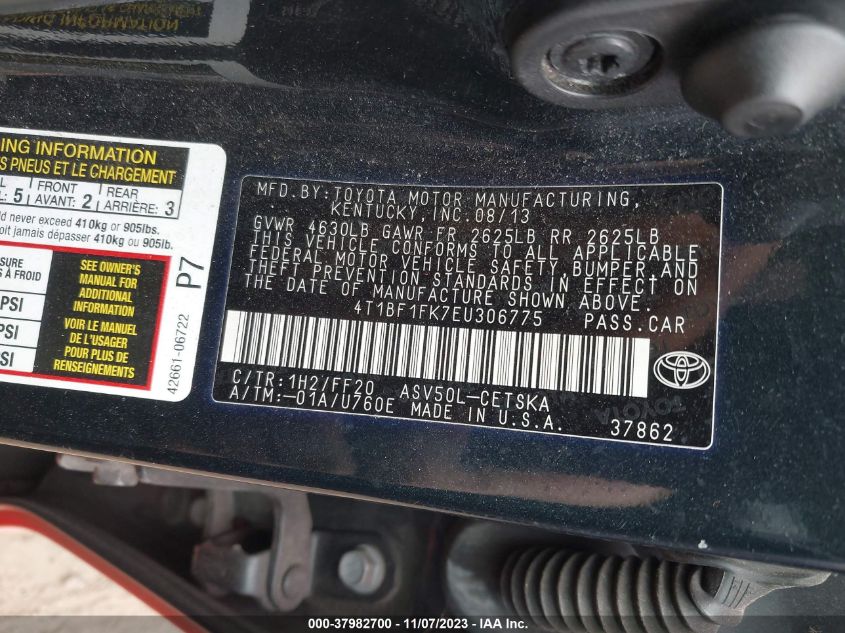 2014 TOYOTA CAMRY SE - 4T1BF1FK7EU306775