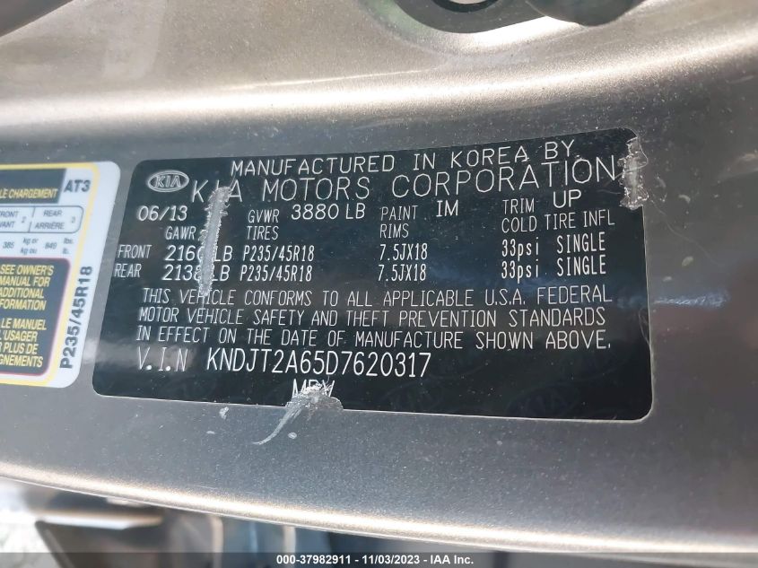 2013 KIA SOUL +/!/SPORT - KNDJT2A65D7620317