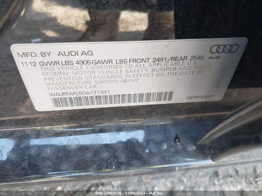 2013 AUDI A4 PREMIUM PLUS - WAUFFAFL5DA171341