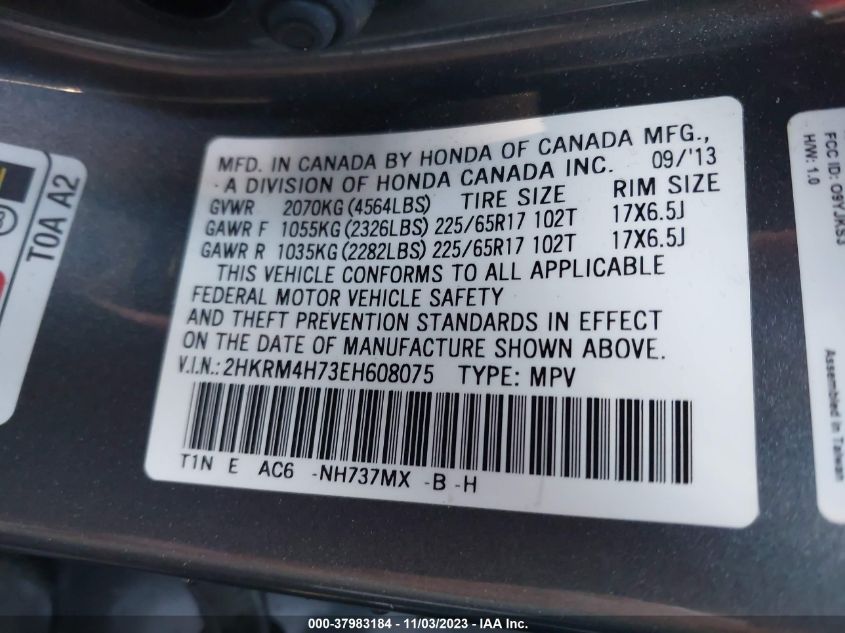 2014 HONDA CR-V EX-L - 2HKRM4H73EH608075
