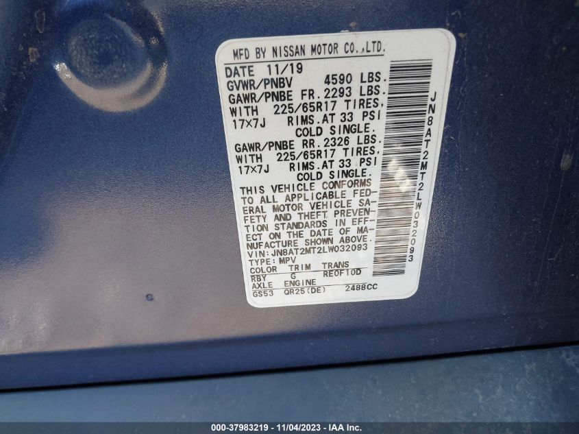 2020 NISSAN ROGUE S/SV - JN8AT2MT2LW032093