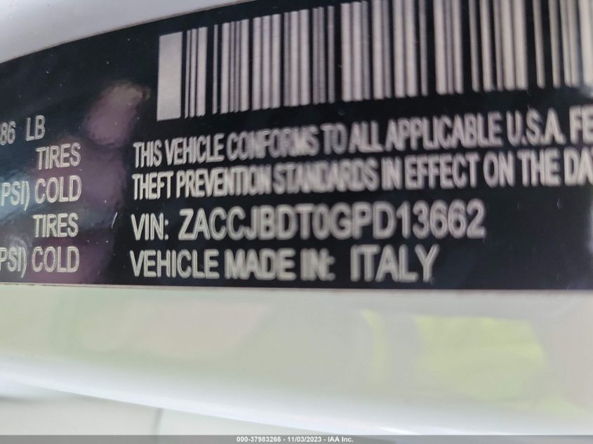2016 JEEP RENEGADE LIMITED - ZACCJBDT0GPD13662