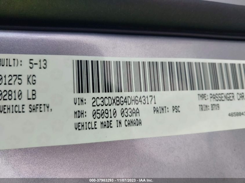 2013 DODGE CHARGER SE - 2C3CDXBG4DH643171