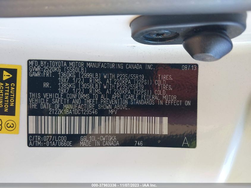 2013 LEXUS RX 350 - 2T2ZK1BA1DC129546