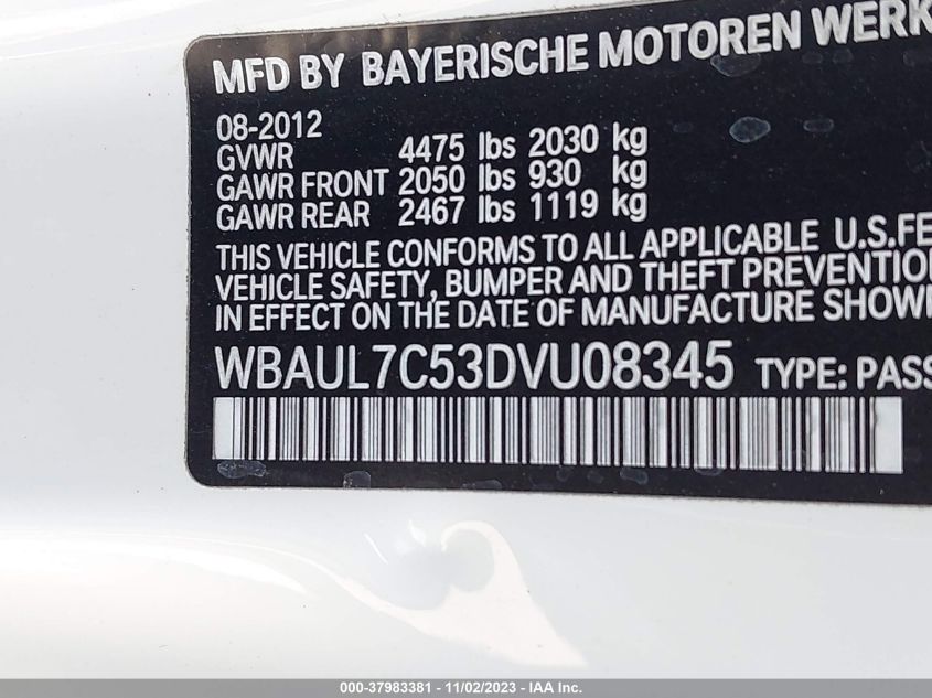 2013 BMW 128I WBAUL7C53DVU08345