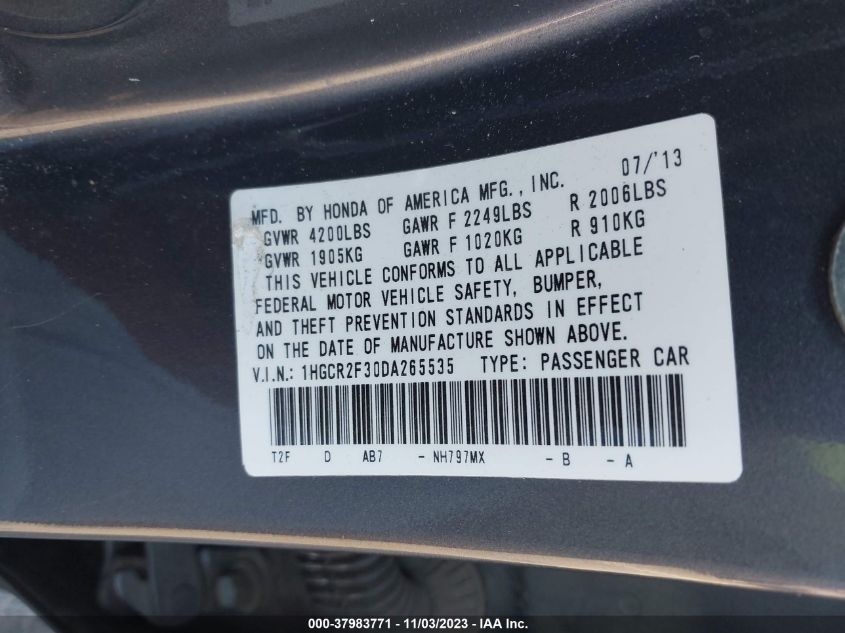 2013 HONDA ACCORD LX - 1HGCR2F30DA265535