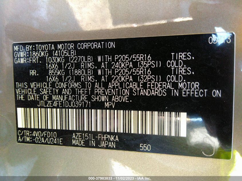 2013 TOYOTA SCION XB - JTLZE4FE1DJ039171