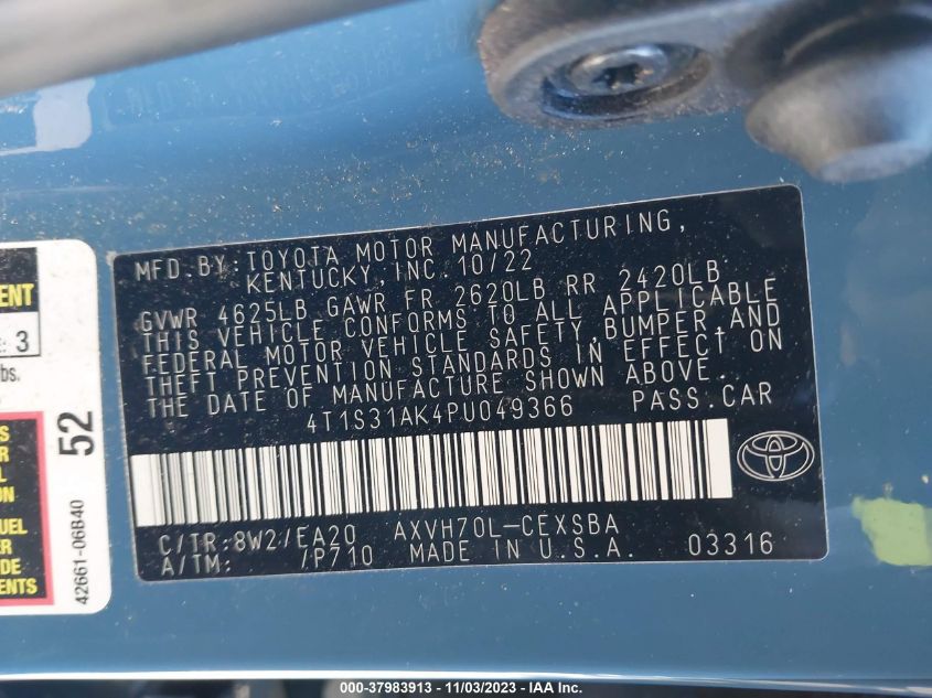2023 TOYOTA CAMRY SE NIGHT SHADE/SE - 4T1S31AK4PU049366