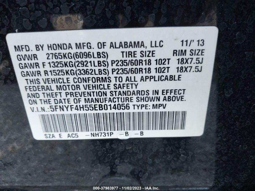 2014 HONDA PILOT EX-L - 5FNYF4H55EB014056