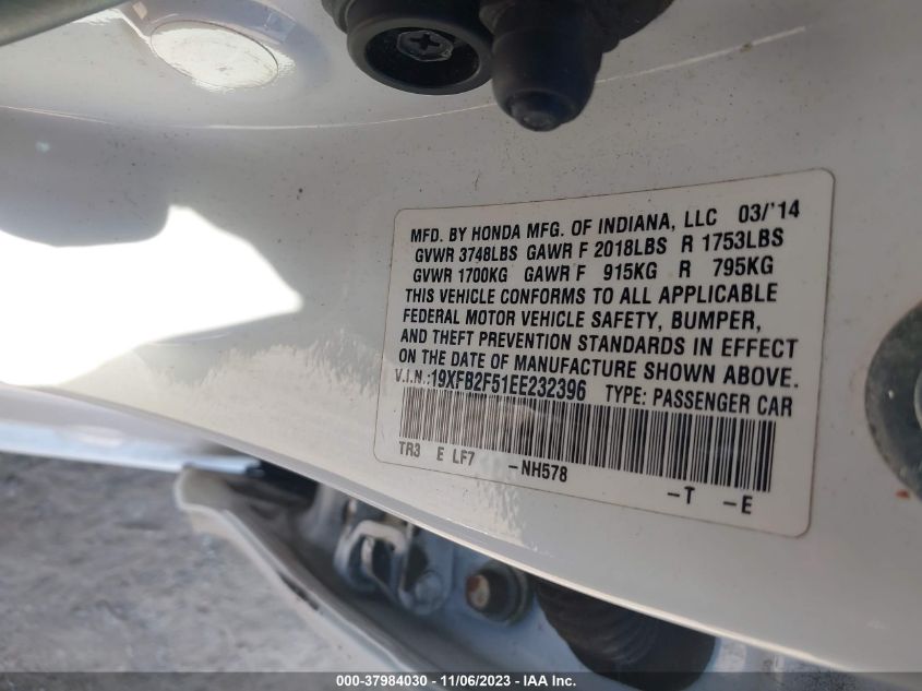 2014 HONDA CIVIC LX - 19XFB2F51EE232396