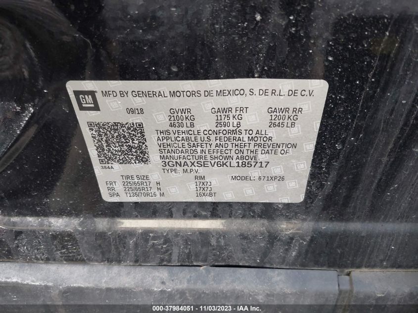 2019 CHEVROLET EQUINOX LS - 3GNAXSEV6KL185717