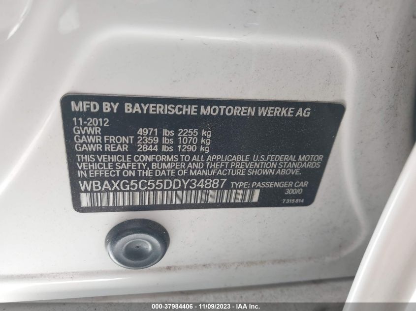 2013 BMW 528I WBAXG5C55DDY34887