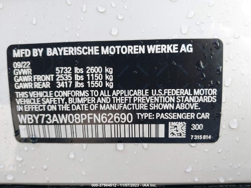 2023 BMW I4 EDRIVE40 WBY73AW08PFN62690