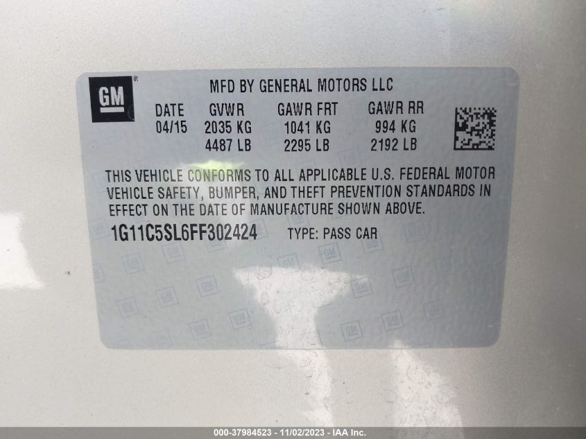 2015 CHEVROLET MALIBU LT - 1G11C5SL6FF302424