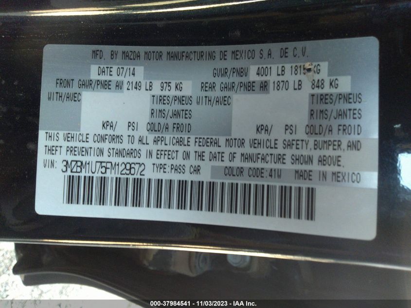 2015 MAZDA MAZDA3 I SPORT - 3MZBM1U75FM129672
