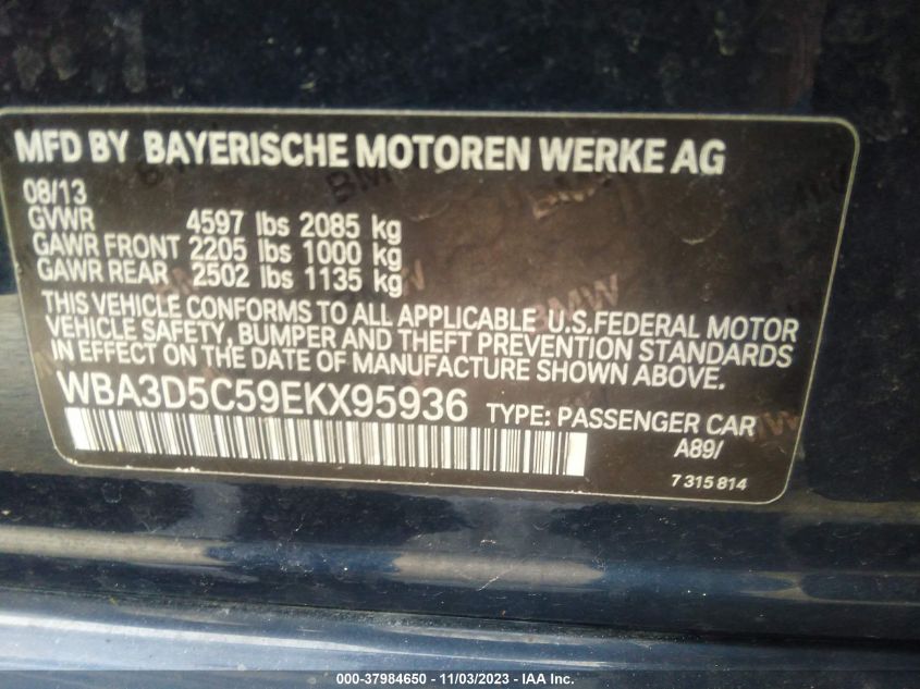 2014 BMW 328D XDRIVE WBA3D5C59EKX95936