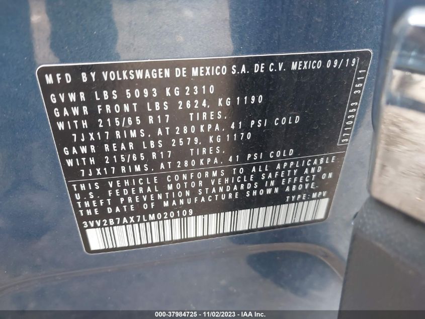 2020 VOLKSWAGEN TIGUAN SE/SEL - 3VV2B7AX7LM020109