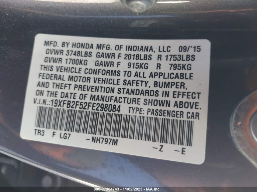 2015 HONDA CIVIC LX - 19XFB2F52FE298084