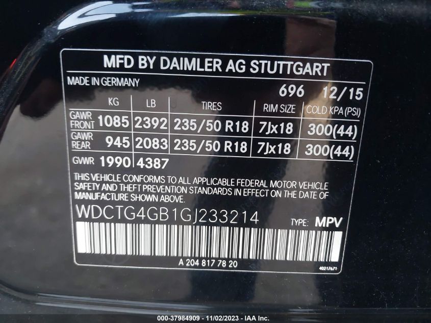 2016 MERCEDES-BENZ GLA 250 - WDCTG4GB1GJ233214