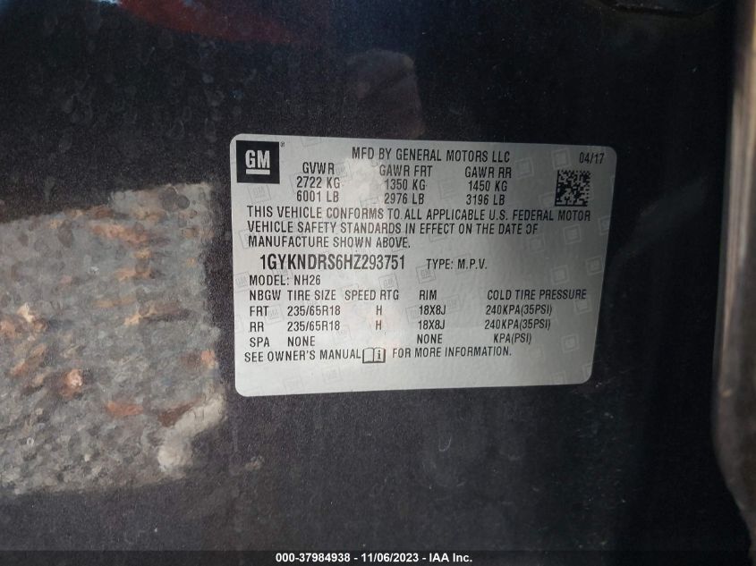 2017 CADILLAC XT5 LUXURY - 1GYKNDRS6HZ293751