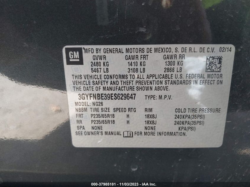 2014 CADILLAC SRX LUXURY COLLECTION - 3GYFNBE39ES629647