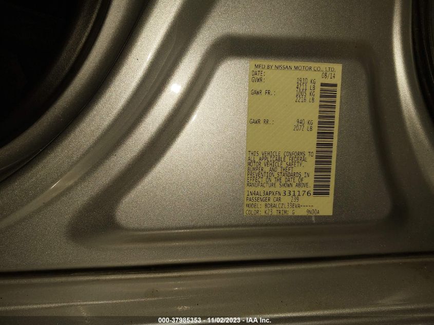 2015 NISSAN ALTIMA 2.5 S - 1N4AL3APXFN331176