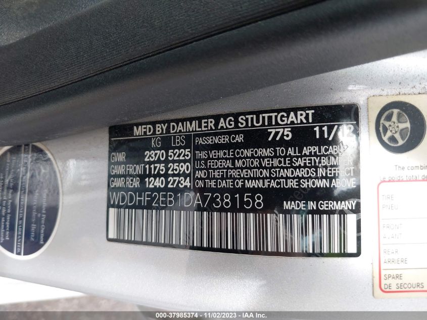 2013 MERCEDES-BENZ E 350 BLUETEC WDDHF2EB1DA738158