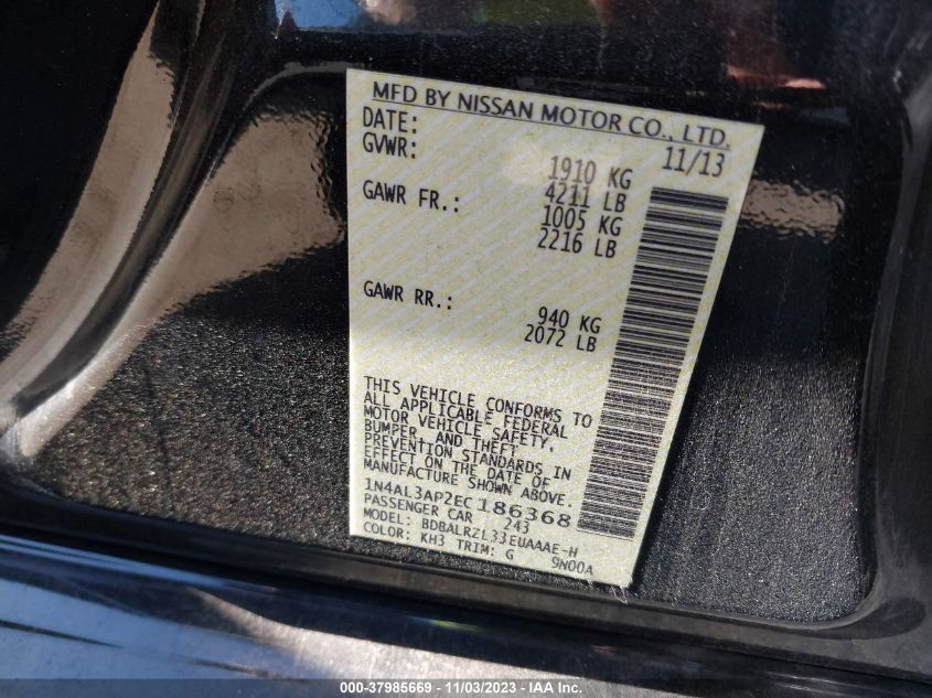 2014 NISSAN ALTIMA 2.5 S - 1N4AL3AP2EC186368
