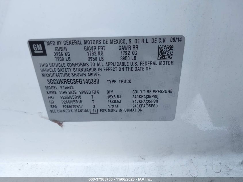 2015 CHEVROLET SILVERADO 1500 1LT - 3GCUKREC3FG140390