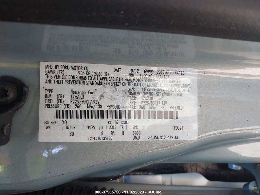 2013 FORD FOCUS ELECTRIC 1FADP3R44DL165306