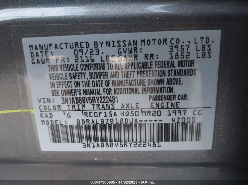 2024 NISSAN SENTRA S - 3N1AB8BV5RY222481