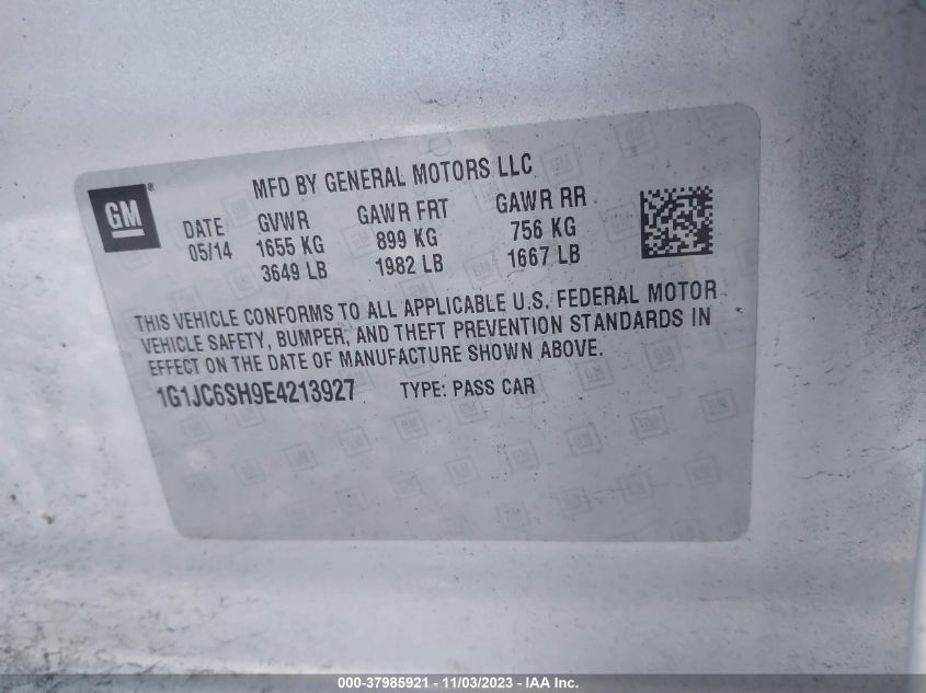 2014 CHEVROLET SONIC LT - 1G1JC6SH9E4213927