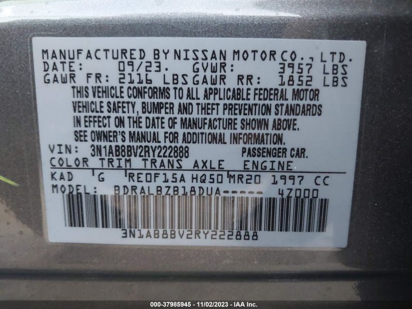 2024 NISSAN SENTRA S - 3N1AB8BV2RY222888