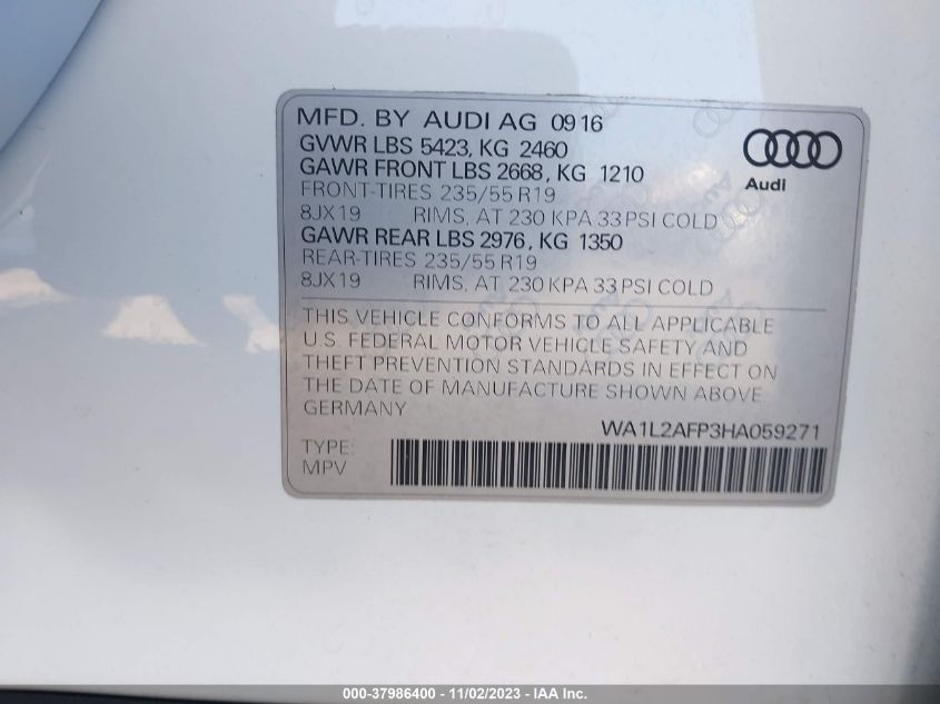 WA1L2AFP3HA059271 2017 AUDI Q5, photo no. 9