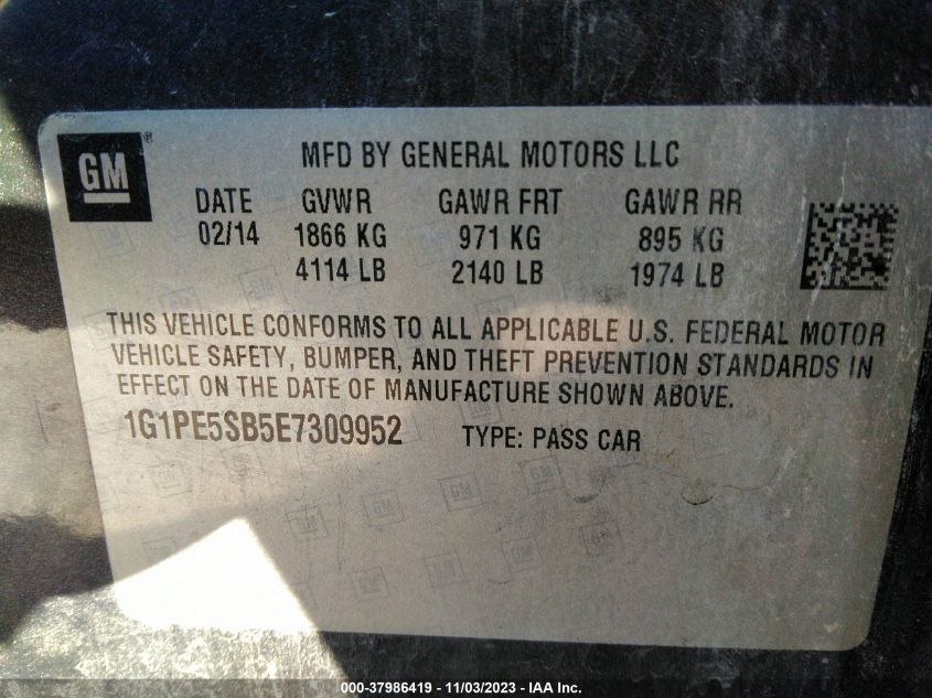 2014 CHEVROLET CRUZE LT - 1G1PE5SB5E7309952
