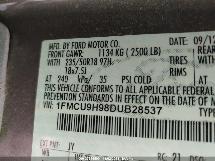 2013 FORD ESCAPE SEL - 1FMCU9H98DUB28537