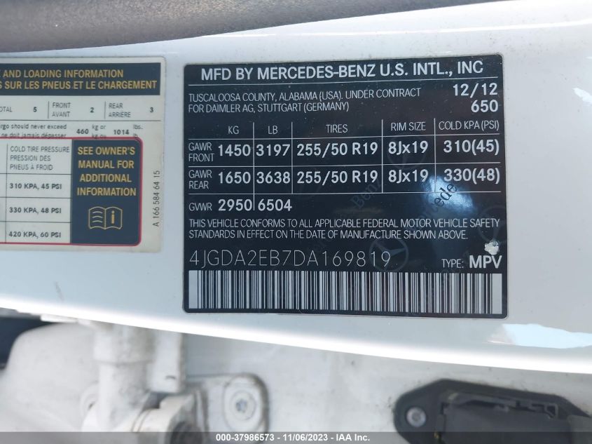 2013 MERCEDES-BENZ ML 350 BLUETEC 4MATIC - 4JGDA2EB7DA169819