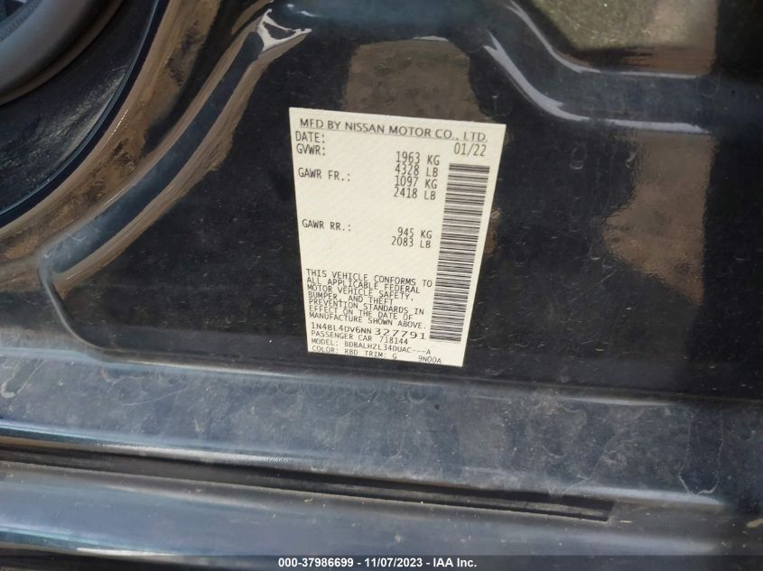 2022 NISSAN ALTIMA SV - 1N4BL4DV6NN327791