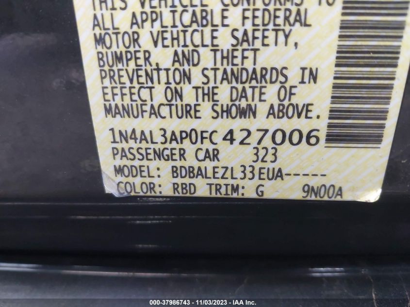 2015 NISSAN ALTIMA 2.5/S/SV/SL - 1N4AL3AP0FC427006