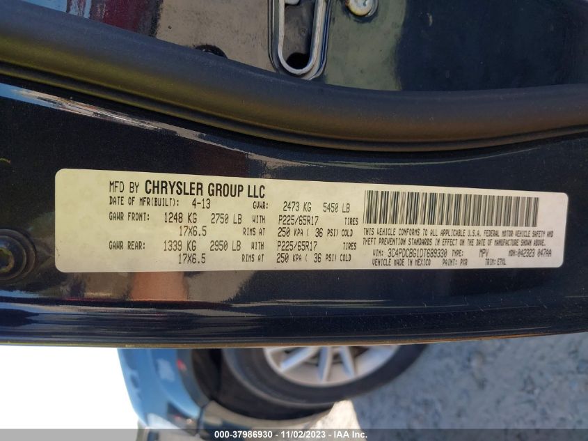 2013 DODGE JOURNEY SXT - 3C4PDCBG1DT689330