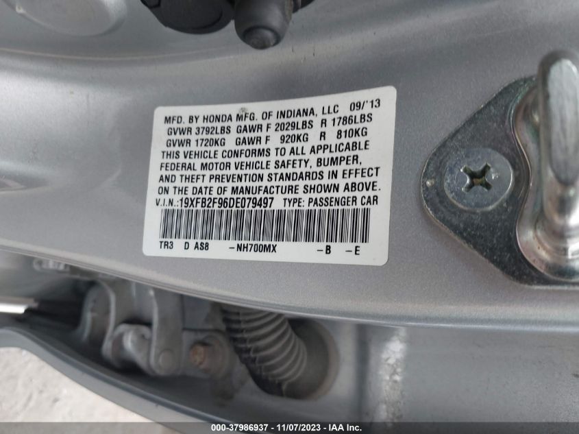 2013 HONDA CIVIC SDN EX-L 19XFB2F96DE079497