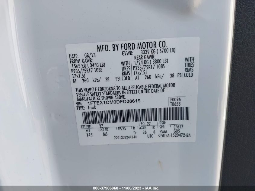 2013 FORD F-150 XLT - 1FTEX1CM0DFD38619
