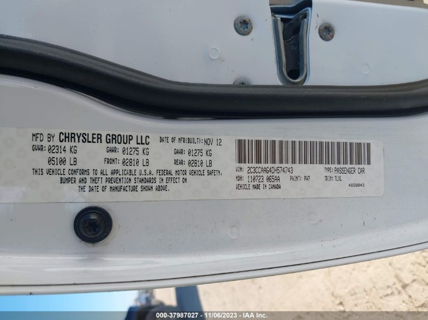 2013 CHRYSLER 300 - 2C3CCAAG4DH574743