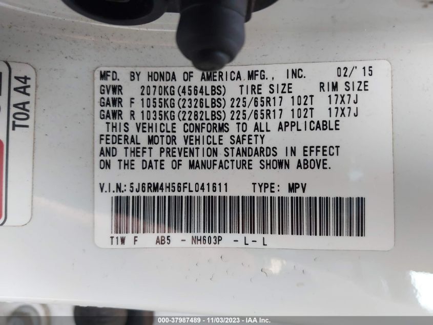 2015 HONDA CR-V EX - 5J6RM4H56FL041611