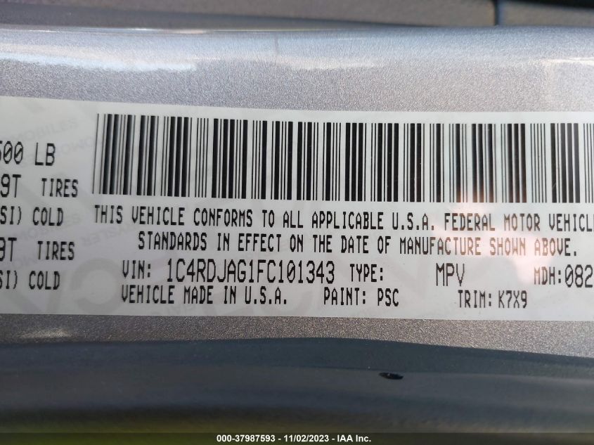 2015 DODGE DURANGO SXT - 1C4RDJAG1FC101343