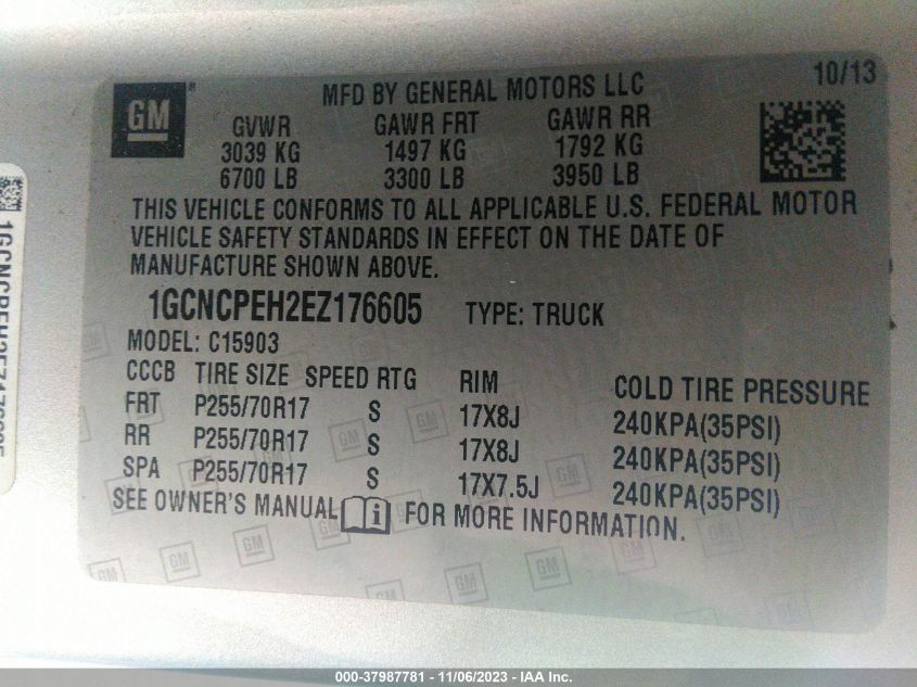 2014 CHEVROLET SILVERADO 1500 WORK TRUCK 1WT - 1GCNCPEH2EZ176605